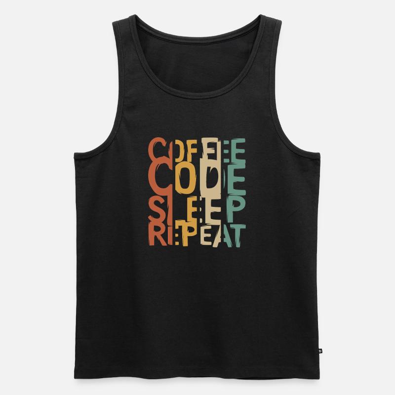 Coffee Code Sleep Repeat – Entwickler Design - Männer Premium Bio Tank Top - Schwarz