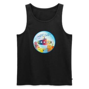 Colorful submarine in tropical coral reef - Men's Premium Organic Tank Top - black - Front - Michal (187cm)