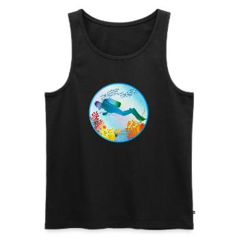 Divers in the colorful coral reef - Men's Premium Organic Tank Top - black - Front - AI Model Male 178 light (178cm)
