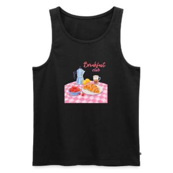 Breakfast Club Breakfast with croissant and coffee - Men's Premium Organic Tank Top - black - Front - AI Model Male 178 light (178cm)