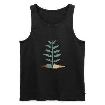 arbre vintage avec des feuilles - Retro Nature Icon - Débardeur bio Premium Homme - noir - Devant - AI Model Male 178 light (178cm)