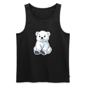 Polar Bear Illustration – Arctic Animal Motif - Men's Premium Organic Tank Top - black - Front - AI Model Male 178 light (178cm)