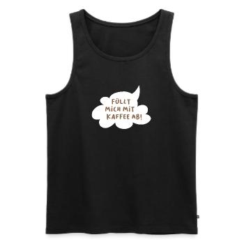 Nuage de café Bulle de dialogue Bureau Humour Dictons sympas - Débardeur bio Premium Homme - noir - Devant - AI Model Male 178 light (178cm)