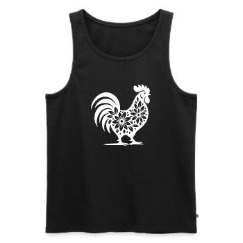 Blumen Folk Hahn Design - Männer Premium Bio Tank Top - Schwarz - Vorne - AI Model Male 178 light (178cm)
