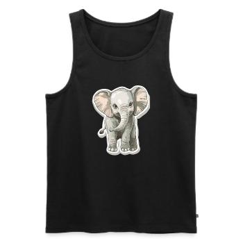 Éléphant mignon – idée cadeau pour les amoureux des animaux - Débardeur bio Premium Homme - noir - Devant - Michal (187cm)