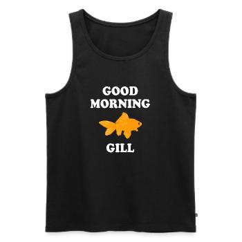 Bold Goldfish with Good Morning Greet - Männer Premium Bio Tank Top - Schwarz - Vorne - AI Model Male 178 light (178cm)