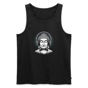 Buddha with Headphones Mindfulness Music Boho Zen - Men's Premium Organic Tank Top - black - Front - AI Model Male 178 light (178cm)