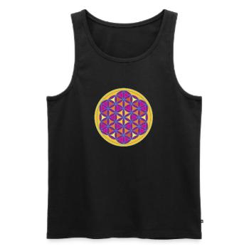 Yoga Flower of Life Meditation spiritual om circle - Men's Premium Organic Tank Top - black - Front - AI Model Male 178 light (178cm)