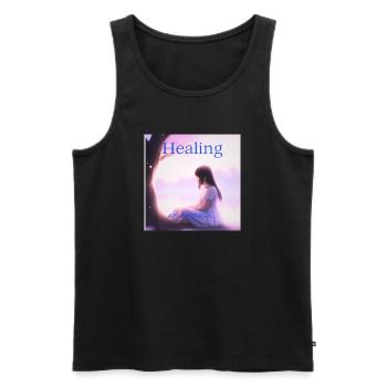 Healing in Progress – Quiet Strength Editi - Men's Premium Organic Tank Top - black - Front - AI Model Male 178 light (178cm)
