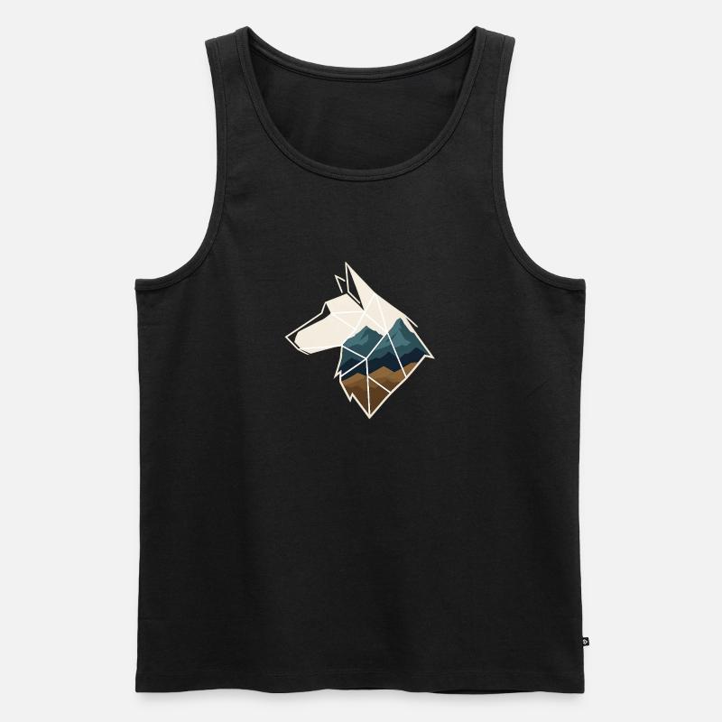 Geometrischer Wolf - Männer Premium Bio Tank Top - Schwarz