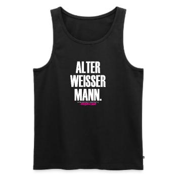 OLD WHITE MAN Design - Men's Premium Organic Tank Top - black - Front - Michal (187cm)