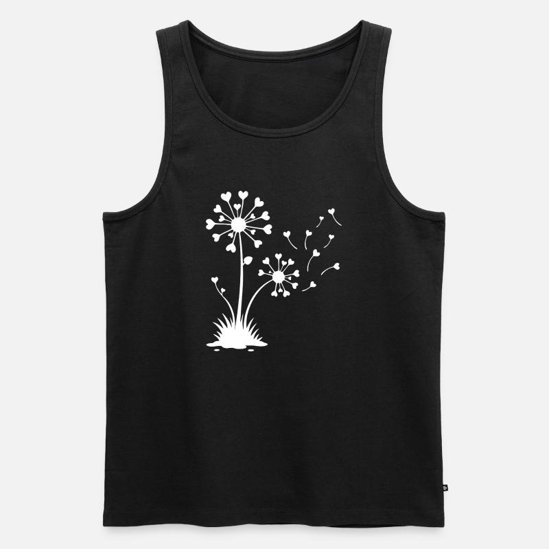 Minimalistisches Löwenzahn-Blumendesign - Männer Premium Bio Tank Top - Schwarz