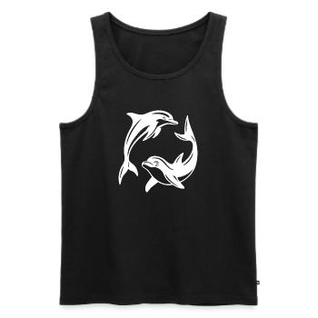 Wirbelnde Delfine Silhouette Design - Männer Premium Bio Tank Top - Schwarz - Vorne - AI Model Male 178 light (178cm)