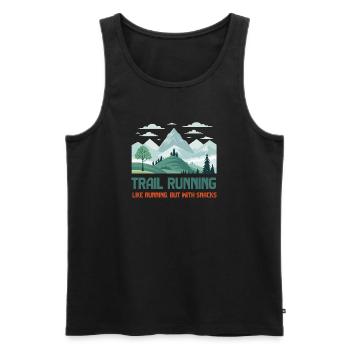 Trailrunning - Männer Premium Bio Tank Top - Schwarz - Vorne - AI Model Male 178 light (178cm)
