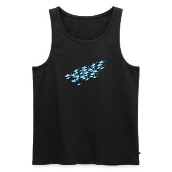 Glowing blue school of fish in the water - Men's Premium Organic Tank Top - black - Front - AI Model Male 178 light (178cm)