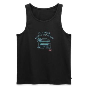 Surf Tiki House sur la plage - Débardeur bio Premium Homme - noir - Devant - AI Model Male 178 light (178cm)