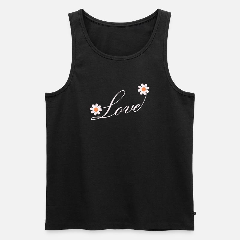 Blumenliebe Skript Design - Männer Premium Bio Tank Top - Schwarz