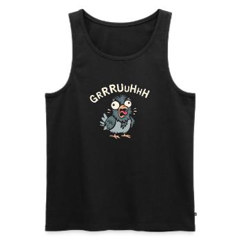 crazy pigeon gruh in comic and cartoon logo style - Men's Premium Organic Tank Top - black - Front - AI Model Male 178 light (178cm)