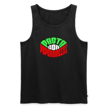 Pasta Peperoncini T-Shirt – Italien Retro Flagge - Männer Premium Bio Tank Top - Schwarz - Vorne - AI Model Male 178 light (178cm)