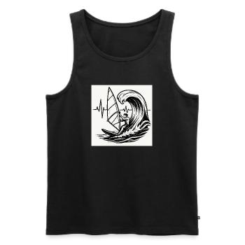 Surfer - Men's Premium Organic Tank Top - black - Front - AI Model Male 178 light (178cm)