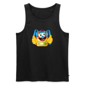 Cartable de dessin animé amusant avec pouces vers le haut - Débardeur bio Premium Homme - noir - Devant - AI Model Male 178 light (178cm)