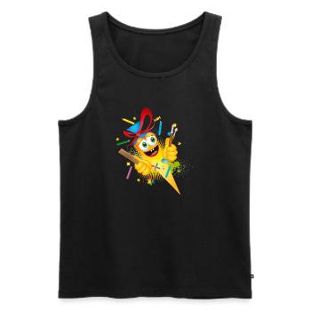 Cône d’école de bande dessinée drôle pour l’inscription à l’école - Débardeur bio Premium Homme - noir - Devant - AI Model Male 178 light (178cm)