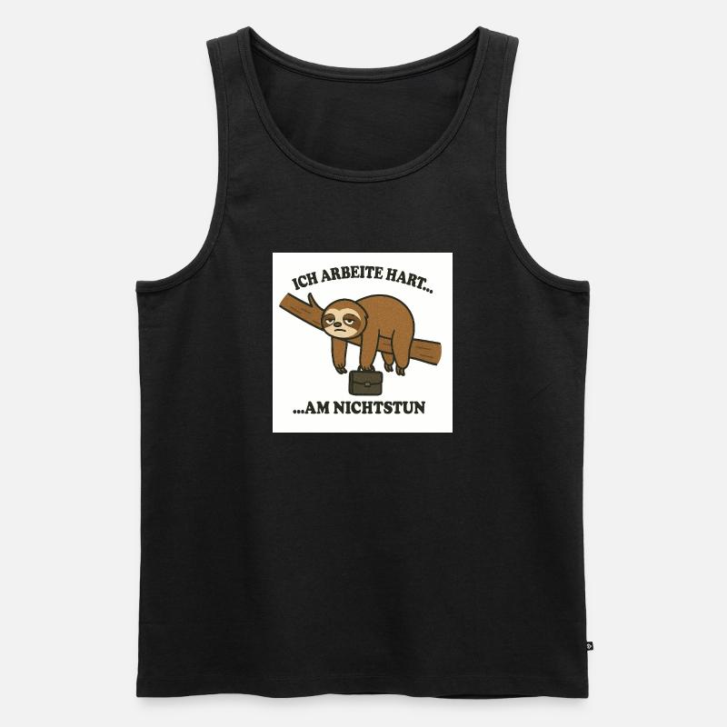 Faultier Arbeit Motiv - Männer Premium Bio Tank Top - Schwarz