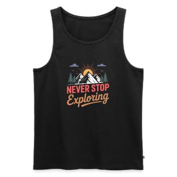 Mountains - Never Stop Exploring - Men's Premium Organic Tank Top - black - Front - Michal (187cm)