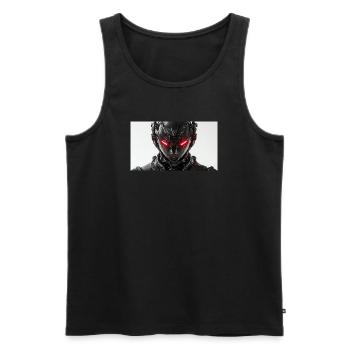 Futuristischer Roboter mit rot leuchtenden Augen - Männer Premium Bio Tank Top - Schwarz - Vorne - AI Model Male 178 light (178cm)