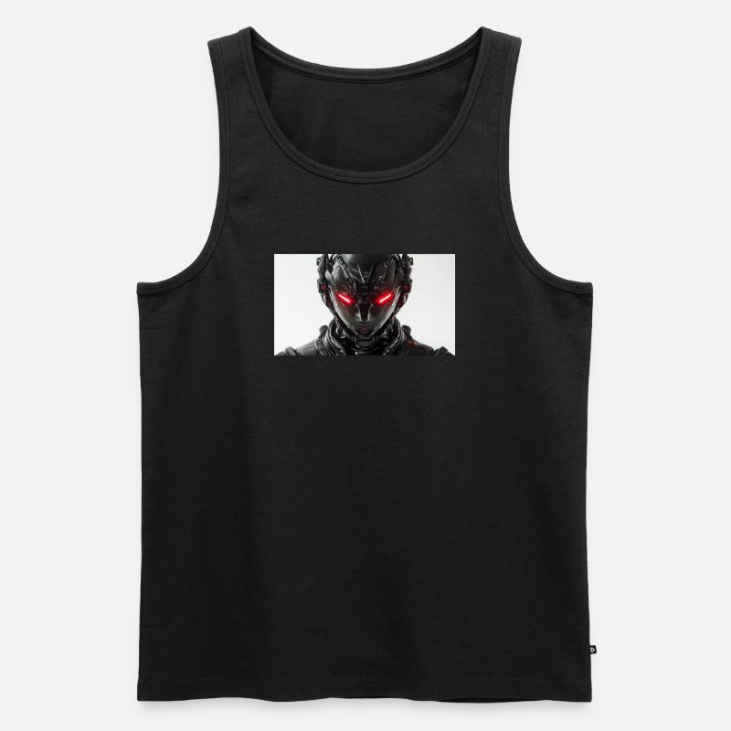 Futuristischer Roboter mit rot leuchtenden Augen - Männer Premium Bio Tank Top - Schwarz