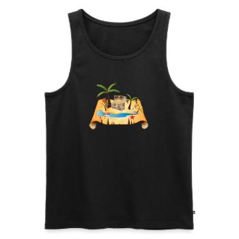 Abenteuerliche Schatzkarte mit Goldtruhe - Männer Premium Bio Tank Top - Schwarz - Vorne - AI Model Male 178 light (178cm)