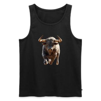 Stier Bulle Ochse Rind Bauernhof Kuh Taurus Bullen - Männer Premium Bio Tank Top - Schwarz - Vorne - Michal (187cm)