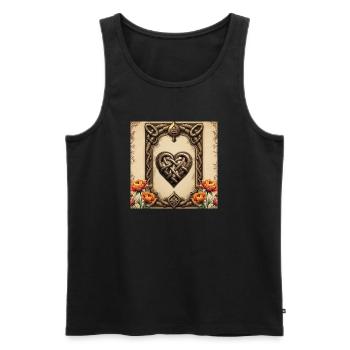 Coeur Celtique Lié Aux Fleurs - Débardeur bio Premium Homme - noir - Devant - AI Model Male 178 light (178cm)