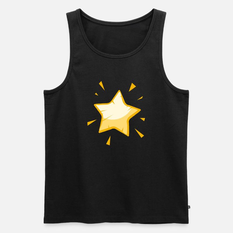 Étoile de dessin animé brillante - Conception dorée joyeuse - Débardeur bio Premium Homme - noir
