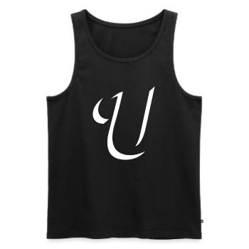 Élégant motif de lettre U avec forme dynamique - Débardeur bio Premium Homme - noir - Devant - AI Model Male 178 light (178cm)