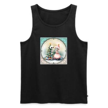 Crânes de Noël avec arbre et bonbons - Débardeur bio Premium Homme - noir - Devant - AI Model Male 178 light (178cm)
