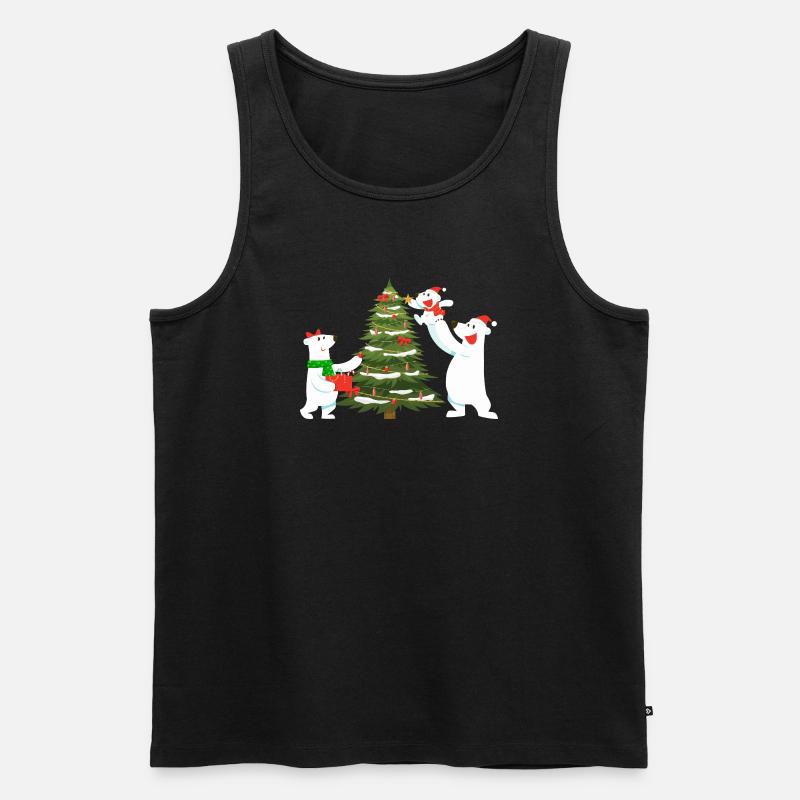 Festliche Eisbären mit Tannenbaum - Männer Premium Bio Tank Top - Schwarz