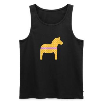 Dalapferd Strickmuster Pferde skandinavisch Deko - Männer Premium Bio Tank Top - Schwarz - Vorne - AI Model Male 178 light (178cm)