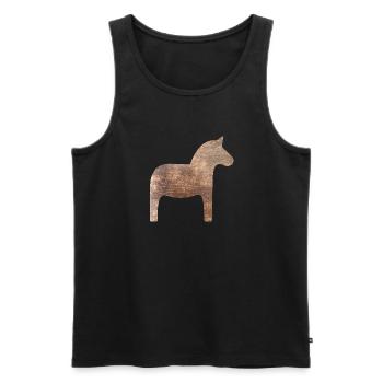 Dala Horse Wood Suède Traditionnel Scandinave - Débardeur bio Premium Homme - noir - Devant - AI Model Male 178 light (178cm)