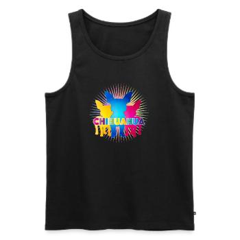 Bunte Chihuahua Silhouetten mit Pop-Art Schriftzug - Männer Premium Bio Tank Top - Schwarz - Vorne - AI Model Male 178 light (178cm)