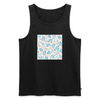 Design mit blauem und korallenfarbenem Zweig - Männer Premium Bio Tank Top - Schwarz - Vorne - AI Model Male 178 light (178cm)