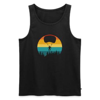 Skydiver silhouette retro nature - Men's Premium Organic Tank Top - black - Front - AI Model Male 178 light (178cm)