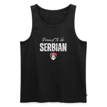 Serbe fier, fabriqué en Serbie - Débardeur bio Premium Homme - noir - Devant - AI Model Male 178 light (178cm)