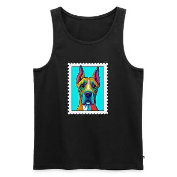 Farbenfroher Hund in Pop-Art Stil - Männer Premium Bio Tank Top - Schwarz - Vorne - AI Model Male 178 light (178cm)