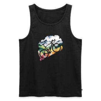 Mountain Biking Adventure Scene - Men's Premium Organic Tank Top - black - Front - Michal (187cm)