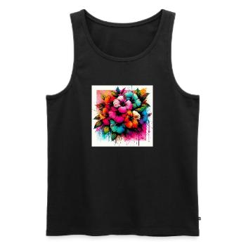 Fleurs d’hibiscus - Débardeur bio Premium Homme - noir - Devant - Michal (187cm)