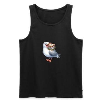 Mer du Nord Mer Baltique Mouette Mouettes Hareng maritime - Débardeur bio Premium Homme - noir - Devant - Michal (187cm)