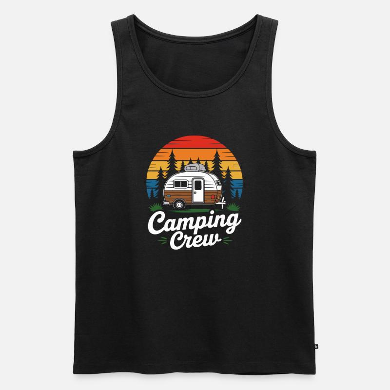 Retro Camping Crew Wohnwagen - Männer Premium Bio Tank Top - Schwarz