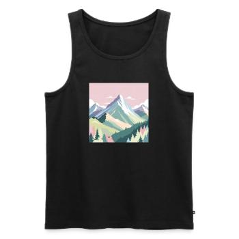 Abstract mountain landscape with pastel colors - Men's Premium Organic Tank Top - black - Front - AI Model Male 178 light (178cm)