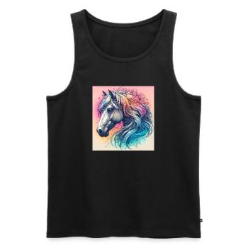 horse - Men's Premium Organic Tank Top - black - Front - AI Model Male 178 light (178cm)